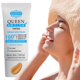 QUEEN AM GLOW | TINTED SunScreen SPF 60 PA+++Primer-Anti Aging, Face Moisturizer- Vitamin B3, B5, E- Non-Greasy, Silky Touch, Instant dry-oil free, fragrance free by QUEEN NATURAL NEW YORK